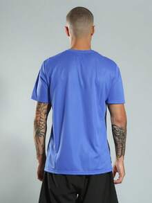 FITNATION Men's Fitness Gym T-Shirt In DRYFIT Fabric With Quick-Drying Sweat And Side Detail - Royal Blue - View 4