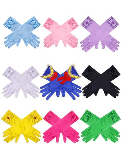 1 Pair, Ice Princess Costume Gloves, Party Accessories, Blue, Pink, 9 Colors Available, Cosplay Role Play Gloves Decor
