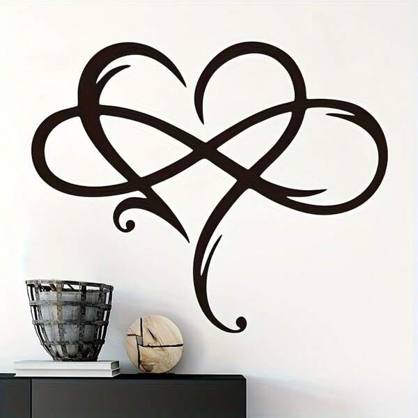 A Piece Of Infinite Heart-Shaped Metal Wall Art, Eternal Love Infinite Heart-Shaped Wall Art, Unique Infinite Heart-Shaped Wall Art Love Symbol Bedroom Decoration 15.8 Inches X 13.8 Inches