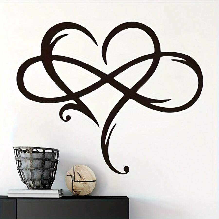 A Piece Of Infinite Heart-Shaped Metal Wall Art, Eternal Love Infinite Heart-Shaped Wall Art, Unique Infinite Heart-Shaped Wall Art Love Symbol Bedroom Decoration 15.8 Inches X 13.8 Inches