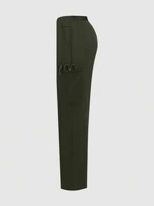 cimmuovere Women's /Nursing Pants, Comfortable Pants, Solid Color Simple Multi-Pocket Pants Spring - Army Green - View 5