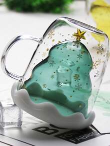 1pc Christmas Milk Coffee Star Wish Double Layer Heat-Resistant High Borosilicate Glass Cup