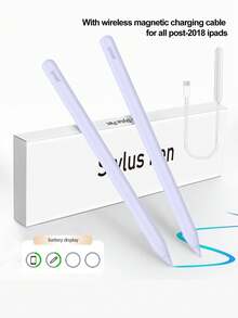 Este lápiz óptico es compatible con el lápiz Apple iPad, admite carga inalámbrica magnética, viene con un cable de carga magnético, tiene función anti-contacto accidental y detección de inclinación, es adecuado y compatible con iPad Air 3/4/5, Mini 5/6, 6/7/8/9/10, Pro 11" y 12.9", con una capacidad de batería de 90mAh. - Morado - Ver 3