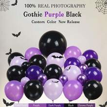 Purple And Black Balloon Garland Kit, 141 Pieces With Star Mylar Balloons For Gothic Themed Parties, For TV Show Fans, Party Decorations