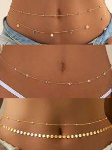 Gold Waist Chain For Women, Sexy Layered Belly Waist Chain Waterproof Beads Chain Summer Non Tarnish Body Chain Jewelry Gifts For Women