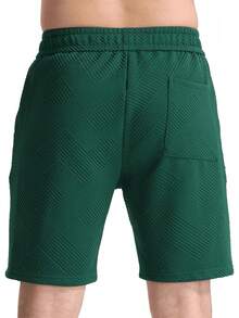 Mens Casual Shorts Drawstring Summer Sports Shorts Geometric Texture Casual Beach Shorts With Pockets - Greener - 查看 11