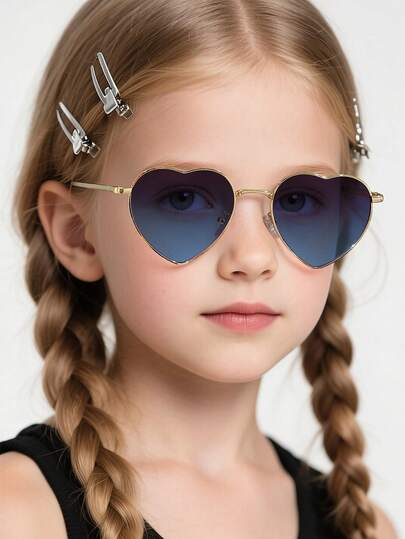 1 PC Teen's 14-16Y Simple Design Metal Frame Sweet Heart Lightweight Sunglasses Fall Minimalist Casual High Quality Eyeglasses For Everyday Use And Travel Accessories