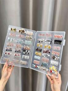 Klimonla Press-On Nails Storage Box, Nail Art Style Collection Box, Display Box, Transparent Frosted Sample, Color Card, Photo Frame Tool Mini Nail Art Tool Storage Box,Only The Boxes Are Sold, Excluding The Items Inside. - Clear - View 5