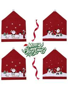 1pc Christmas Non-Woven Fabric Chair Cover, Home Decor Santa Claus Doll Chair Slipcover, Suitable For Hotel, Mall, Home, Living Room, Christmas Holiday Decoration