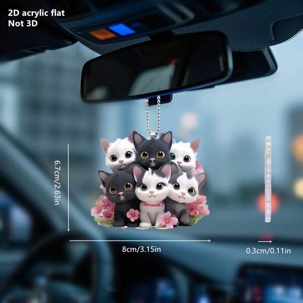 NUO XI 2D Acrylic Cute Cat & Monkey Shaped Flat Hanging Decor, Suitable For Rearview Mirror, Keychain, Backpack, Home Decor, Ideal Gift For Halloween, Christmas, Thanksgiving And New Year