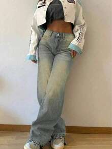 Teenagers' Retro Straight Leg Casual Jeans - Light Wash - View 4