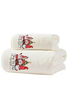 1 pezzo/2 pezzi Asciugamano natalizio in pile di corallo, super morbido e grande, asciugamano da bagno, asciugatura rapida, anti-sfilacciamento, asciugamano da sauna, alta assorbenza, super morbido (leggero e sottile), pratico, asciugamano per ospiti, accessorio da bagno di alta qualità, il miglior regalo per il partner. Dimensioni asciugamano: 40*80cm, Dimensioni asciugamano da bagno: 70*140cm Asciugamani da doccia per salone di bellezza, hotel, sport, essenziali per la casa, asciugamano, cura della pelle