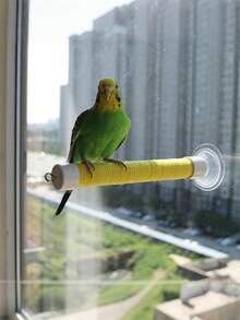 1 Set Vibrant Bird Perch Stand With Colorful Wrap - Easy Clean, Durable, Firm Installation, Smooth Surface Compatible, Includes 1 Replacement Bandage - Ideal For Parrots, PVC Window & Shower Suction Cup Base - Multicolor - View 5