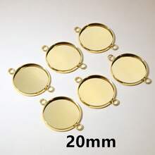 10pcs 8-30mm Inner Size Double Loops Stainless Steel Gold Color Pendant Cabochon Blank Base Tray DIY Accessories For Bracelet Necklace Earrings - Double Hanging Bottom Bracket - View 16