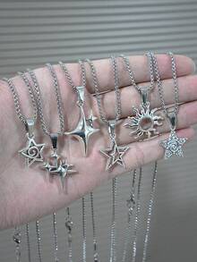 6 piezas Collar vintage de acero inoxidable estilo gótico con colgantes de hala punk, accesorios de moda unisex, adecuados para uso diario y ocasiones especiales, regalos ideales para el Día de San Valentín, Pascua, Halloween