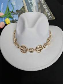 Street Hip-Hop Exaggerated Hat Decor Chain Gentleman Cowboy Hat Accessory