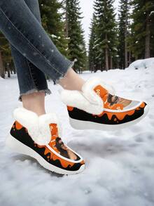 Halloween Men's Custom Winter Boots, Personalized Customized Your Photo & Funny Glasses, Warm Plush Lining For Cozy Comfort, Funny Halloween Gift For Mom/Dad/Her/Him/Girlfriend/Boyfriend/Wife/Husband/Friend, Unique Halloween Decor Footwear