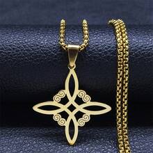 Stainless Steel Witch Knot Pendant Necklace For Women Men Silver Color Wicca Pagan Magic Chain Powerful Amulet Lucky Jewelry - Necklace - View 11