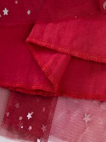 Children Girls Party Dress Solid Color Long Sleeve Performance Wedding Mesh Princess Sweet Mesh Medium Length Tight Dress Tulle Dress Autumn And Winter 2-7 Years Old Red - Burgundy - View 8