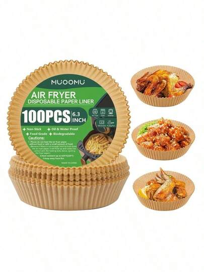 100pcs Paper Air Fryer Liners, Non-Stick Baking Paper, Compatible With Most Air Fryers Air Fryer Kitchen Air Fryer Liners Air Fryer Paper Airfryer Air Frier