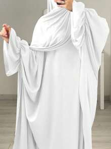 1 件蝙蝠袖长袍，穆斯林伊斯兰女装，适合日常穿着，四季皆宜 - 彩色 - 查看 32