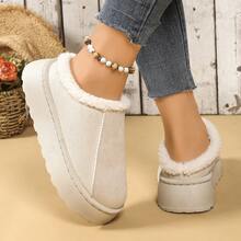 2026冬季新款外貿女款 Uggs 絨毛保暖厚底平底包頭羊毛半拖鞋 - 厚底米白 - 查看 7