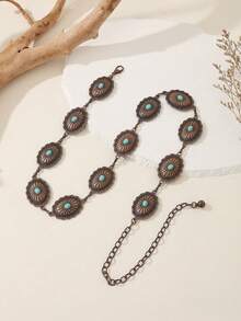 复古绿松石镶嵌女士腰链，适合搭配连衣裙、海滩派对、婚礼，春夏秋冬皆宜，也适合万圣节等场合。 - 古銅色 - 查看 13