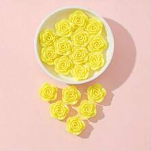 50Pcs 12mm Rose Flower Beads Loose Beads DIY Beads Jewelry Accessories Handmade Material - Yellow - View 1