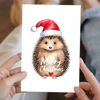 Cartão de Natal engraçado com ouriço, cartão de felicitações de Natal fofinho, presente de Natal engraçado com trocadilho, saudação de Natal, cartão postal para namorada, homem