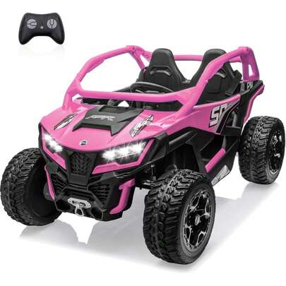 24V Ride On Toys For Big Kids 10AH Real Spacious 2-Seater, 4 X75W Motor 5MPH Ride On Car Kid UTV For Kids 3-8, EVA Tire, Remote Control, Bluetooth Music, 4 Spring Suspension