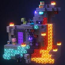 磁性积木矿山世界磁性洞穴世界建筑砖块立方体玩具套装 STEM 教育感官 2025 年最佳礼物，适合 3 岁以上男孩女孩 - 彩色 - 查看 2