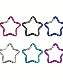 户外钥匙扣 - 创意登山扣式露营户外配件，铝制星形登山扣，创意弹簧钩钥匙扣，户外露营徒步配件，3 个工作日内发货，铝合金户外星形弹簧锁钥匙扣 - 彩色 - 查看 10