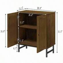 Sideboard Buffet Cabinet, Storage Cabinet With 2 Rattan Doors And Adjustable Shelves, Sideboard Console Accent For Dinning Room, Kitchen And Living Room - Brown - View 7