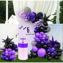Purple And Black Balloon Garland Kit, 141 Pieces With Star Mylar Balloons For Gothic Themed Parties, For TV Show Fans, Party Decorations