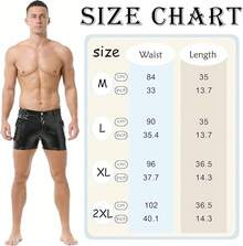 Men's PU Leather Shorts Flat Front Boxer Short Pants Casual Straight Leg Hot Shorts With Pocket & Zipper - 3#亮黑色 - 查看 6