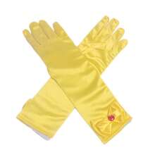 2pcs Princess Printed Gloves, Bow Gloves, Silk Queen Princess Elegant Gloves, Anna Ceremonial Costume Accessories Halloween