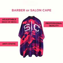 SIC Hairdressing Apron - Large Adjustable Camouflage Design Hairdressing Apron, Suitable For Salon And Home, Durable Polyester, With Elastic Waistband, Unisex Fashion Hairdressing Outfit, Hairdressing Accessory, Stylish Hairdressing Equipment, Safety Fit Apron - Black - View 3