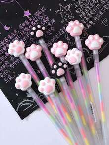 1pc/3pcs/6pcs Colorful Spiral Neutral Pens, Cat Paw Pastel Pens, Gradient Color Planner Pens, Dreamlike Doodle Rainbow Pens, Multi-Color In One Pen, High-Quality Creative Student Stationery Pens, DIY Graffiti Drawing Pens, Suitable For Sketching And Painting, Professional Drawing Pens For Artworks, Waterproof And Smudge-Proof, Smooth Writing