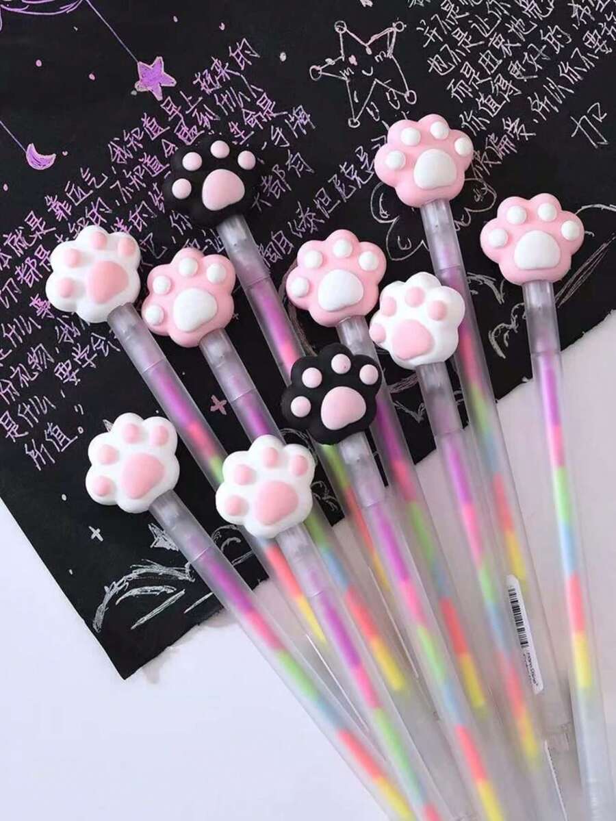 1pc/3pcs/6pcs Colorful Spiral Neutral Pens, Cat Paw Pastel Pens, Gradient Color Planner Pens, Dreamlike Doodle Rainbow Pens, Multi-Color In One Pen, High-Quality Creative Student Stationery Pens, DIY Graffiti Drawing Pens, Suitable For Sketching And Painting, Professional Drawing Pens For Artworks, Waterproof And Smudge-Proof, Smooth Writing