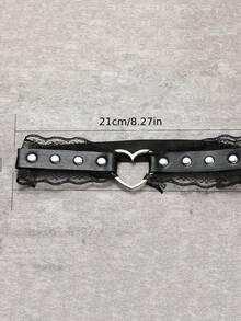 1件可调节黑色心形吊袜带 - Y2K哥特性感吊袜带，适合情人节、派对、日常叠穿，透气弹力带，全天佩戴 - 黑色 - 查看 8