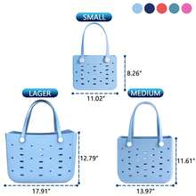 Multi-Size Rubber Women's Beach Bag, EVA Waterproof And Durable Shoulder Tote Bag, Fashionable And Casual, A Lightweight Handbag And Shopping Bag With Multiple Colors Available, Suitable For Beach, Swimming Pool, Vacation Travel - Large/Medium/Small - 彩色 - 查看 3