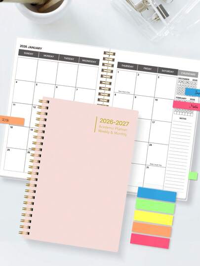 Trees 2026-2027 年计划本，周计划/月计划笔记本，螺旋装订，学术预约簿，日程日记，提升效率，8*6 英寸