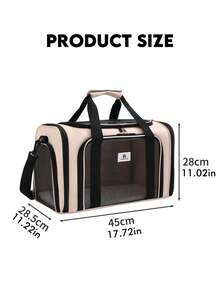 1个可折叠宠物包，方便携带和存放，适合体重20磅以下的猫狗。采用透气网布和拉链开口设计，轻便易携，配有肩带和顶部提手，是宠物旅行、飞机、汽车、通勤、户外野餐、露营、看兽医的理想之选，也是宠物爱好者的必备品。