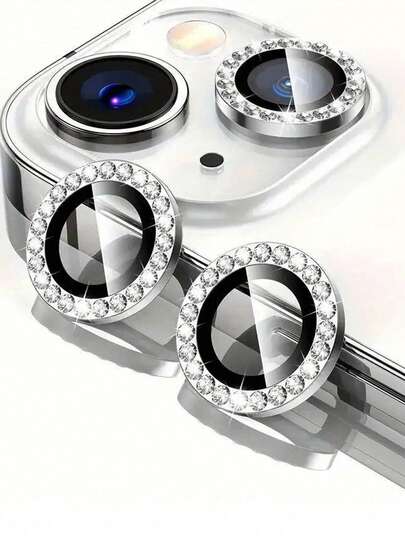 ZYSHI 3pcs Shiny Camera Lens Protector With Metallic Ring, Compatible With Iphone 17 Pro Max/17 Pro/17/Air/16 Pro Max/16/15 Pro Max/15/14 Pro Max/14/13, Cute & Fashionable Accessory, Anti-Scratch Protective Film, Great Birthday Gift For Women & Girls (Phone Camera Lens Cover)