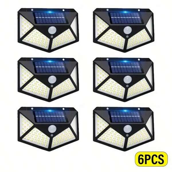 2pcs/4pcs/6pcs 100-LED Solar Wall Light (3 Modes) Multi-Functional Waterproof Outdoor Garden Decorative Solar Light, Solar Powered LED Light With Motion Sensor Spotlight, Suitable For Garden, Fence, Garage Halloween Christmas Thanksgiving Gift