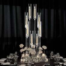 Vincidern 1PC 8 Arm Clear Candelabra Candle Holder For Wedding Table Centerpieces,38.5 Inches Tall Floor Arcylic Candlesticks Candle Holder With Removable Lampshade For Table Dinner Birthday Party Fireplace Decoration,No Candles Included - 8頭透明燭台 - 查看 3