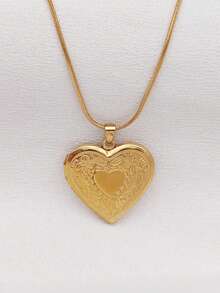 1 buc colier cu pandantiv din oțel inoxidabil, vintage, placat cu aur de 18K, cu inimă, floral, lalea, trandafir în relief, design simplu și elegant pentru bărbați și femei, bijuterii la prețuri accesibile pentru Ziua Îndrăgostiților