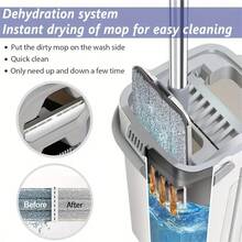 1 Set Mop Bucket Cleaning Kit, Includes Mop And Bucket With Replaceable Mop Pads, Self-Cleaning Mop, Wet & Dry Mop, Multi-Function Bucket, Suitable For Tile, Marble, Hardwood, Concrete Floor Cleaning, Reusable Mop Pads, Cleaning Tools - Multicolor - View 6