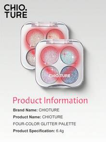 CHIOTURE 四色闪亮眼影盘，带有碎钻般的闪亮波浪，持久的光泽，显色度高，易于涂抹，非常适合万圣节和晚间活动 - 01 Liquid Gold Runway - 查看 7