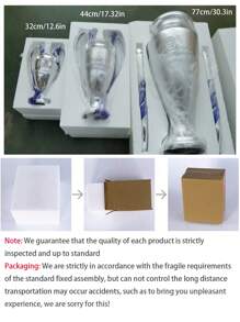 1个足球奖杯 - 圣布拉德杯，冠军联赛，大耳朵杯，树脂材质，礼品，足球迷纪念品（含丝带），可用作悬挂装饰、娃娃配件、普通钥匙链